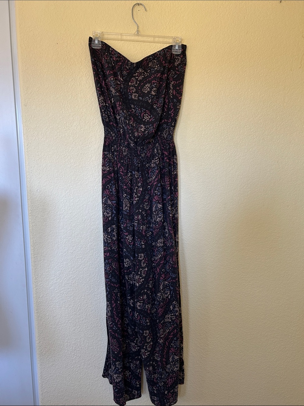 Abercrombie & Fitch Strapless Black Maxi Dress with Pink Paisley